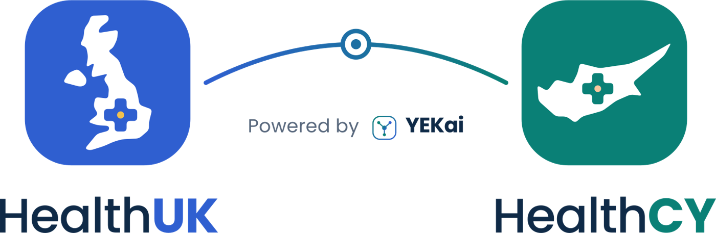 HealthUK on the left and HealthCY on the right, joined by the care corridor with the YEKai node between them